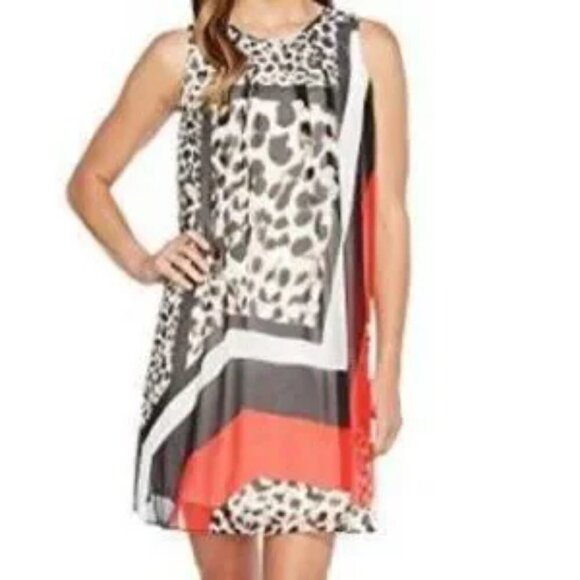 NWT Calvin Klein Multi Animal Print Sleeveless Shift Dress Size 10 - Picture 1 of 13